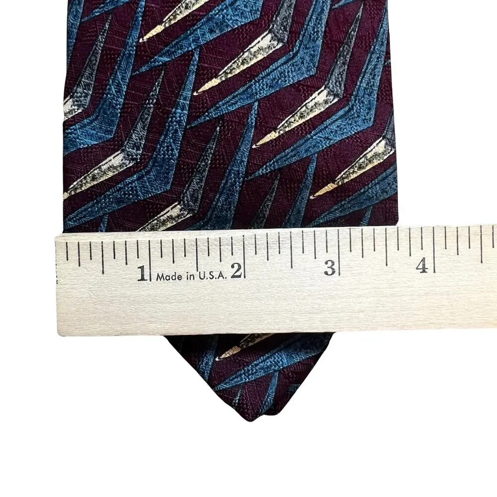 Vintage Robert Talbott Studio Red Blue Geometric 100% Silk Tie 2 Neckties 80s